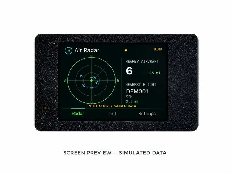 Tracker with enclosure · simulated screen data